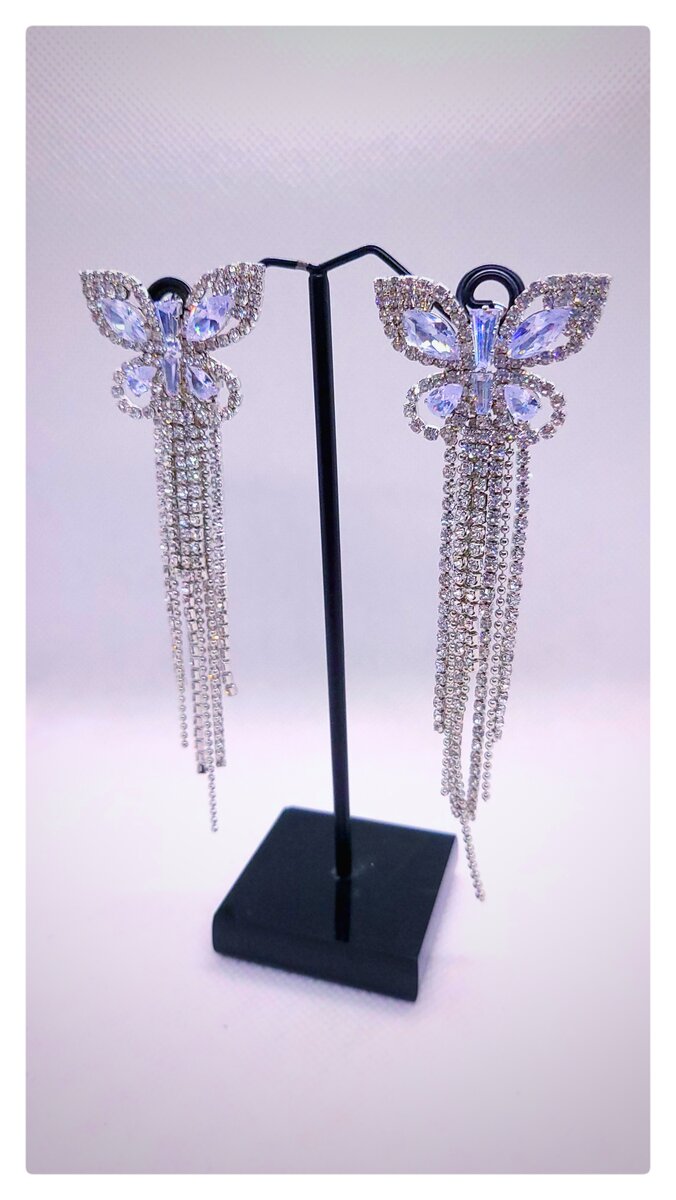 Fancy Zircon drop Butterfly Earrings