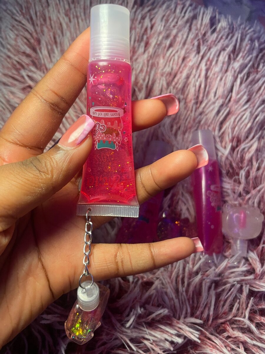 Gloss à lèvres scintillant rose