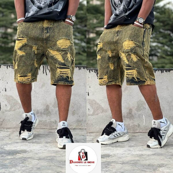 Shorts en jean déchiré homme