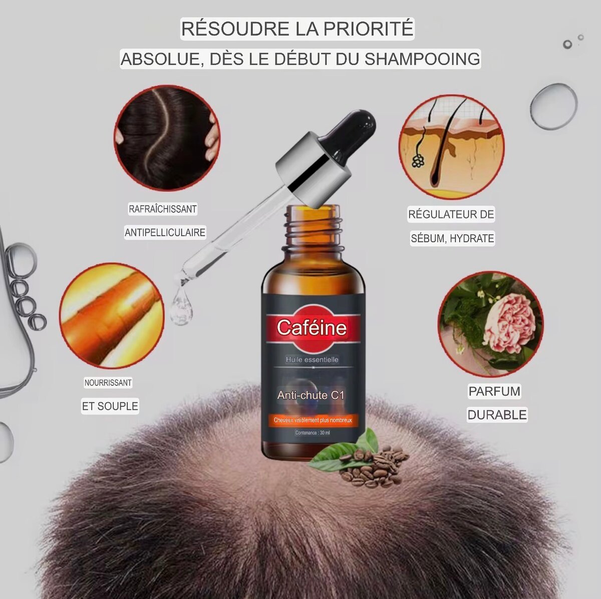 Huile pour la pousse de cheveu