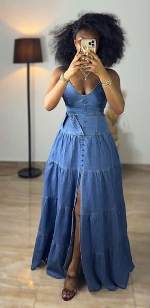 Robe longue en jean femme