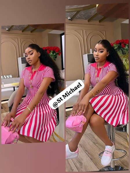 Robe à raye rose pour femme