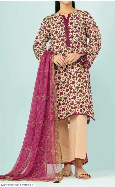 3 Pc Women's Unstitched Print