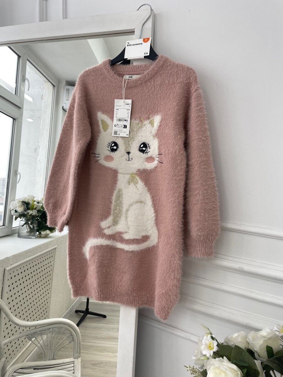 Платье туника на девочку с колготками