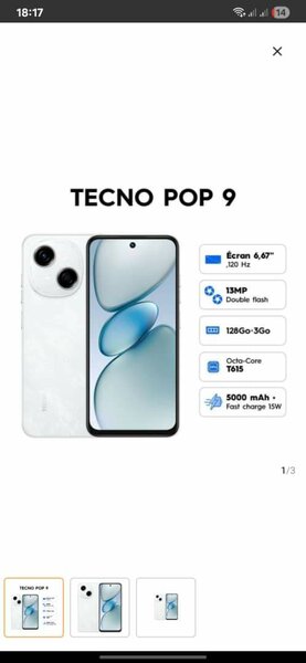 Smartphone Tecno Pop 9 128+3+3