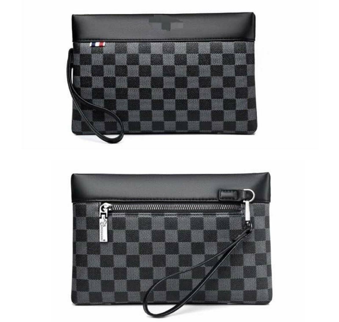 Pochette élégante à damier noir
