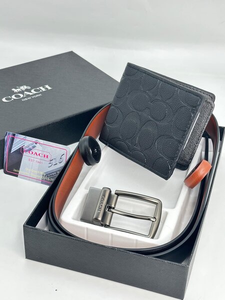 Coach Reversible Belt and Wallet Set