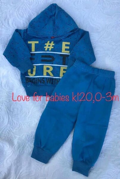 Sports suit blue with print, 0-3m