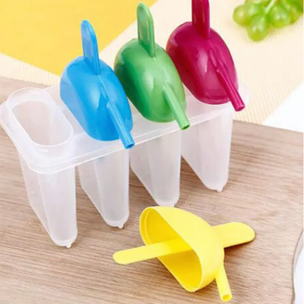 Pack of 4 Reusable Ice Cream Maker Ice Lolly Molds Set Kulfi Maker