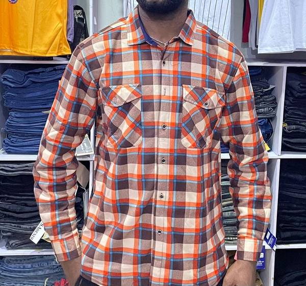 brown checkered shirt