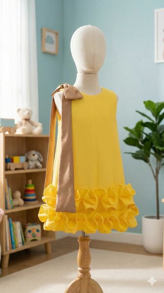 Robe Enfant Jaune Volants