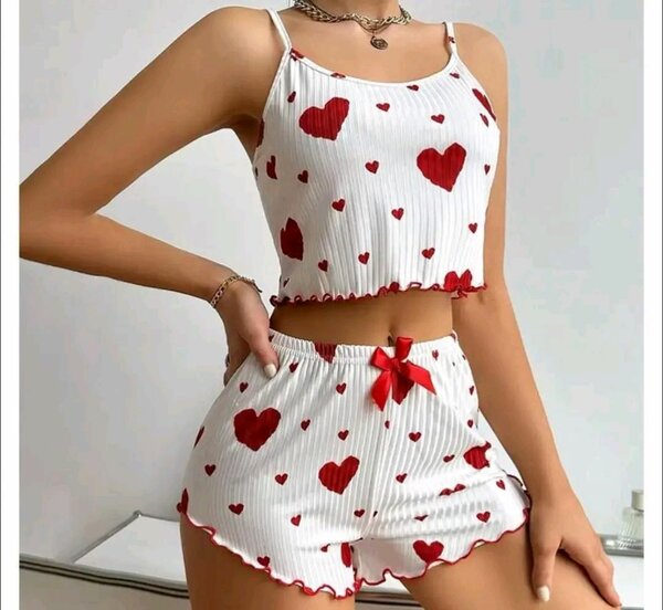 Ensemble pyjama cœur confortable