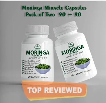 Pack of 2 Bottles -Moringa Oleifera Caps 180 Organic Moringa Pills Capsules , Weight Loose ,مورنگا کیپسول