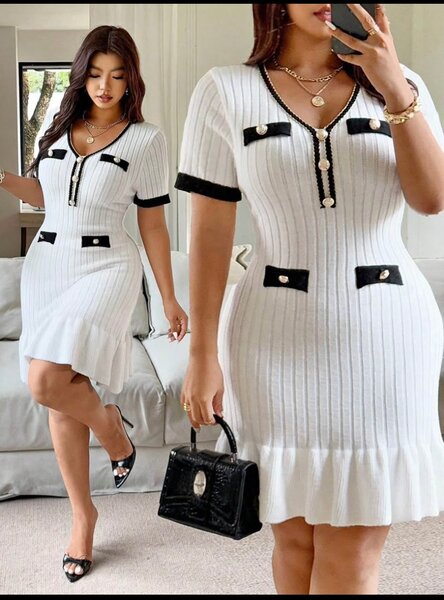 Robe chic en tricot blanc