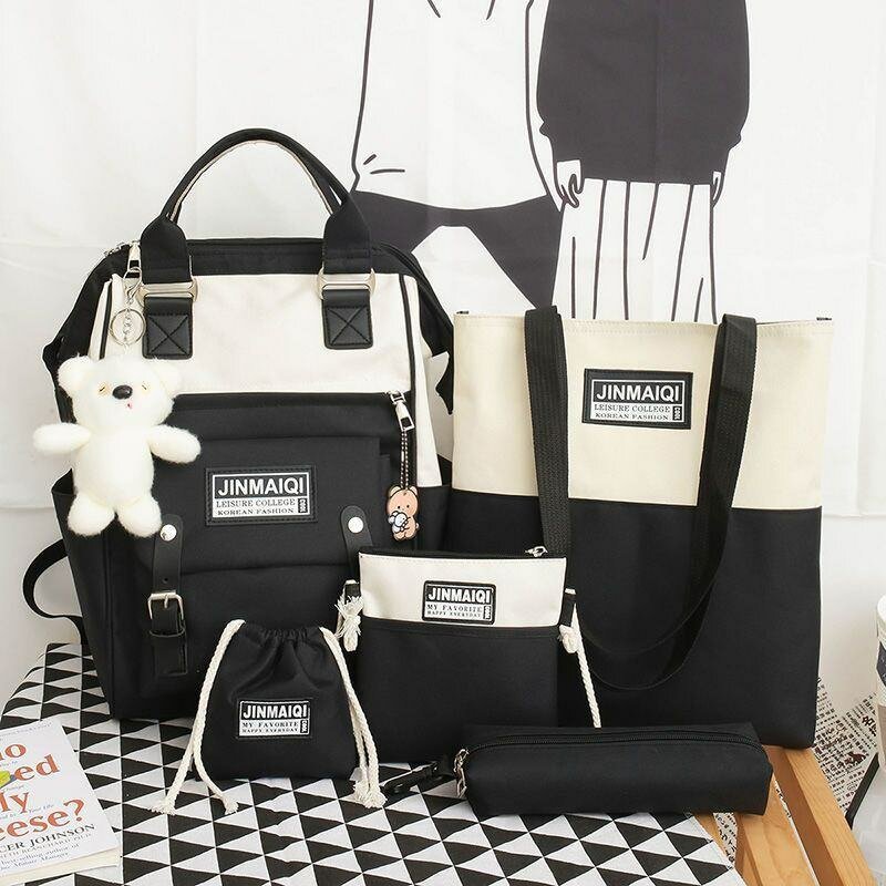 5 set backpack school bag