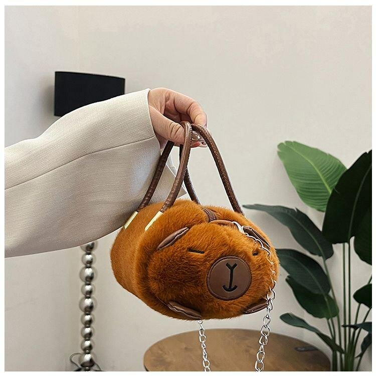 Sac à main en fourrure marron