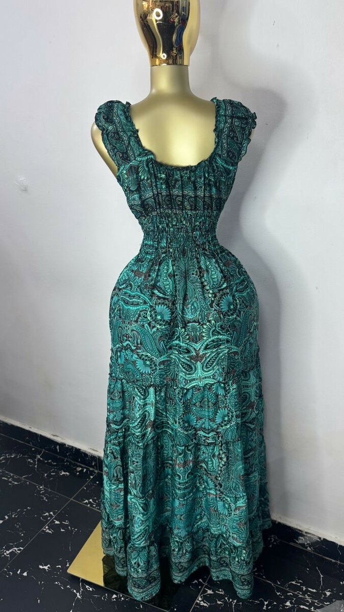Robe longue bohème verte