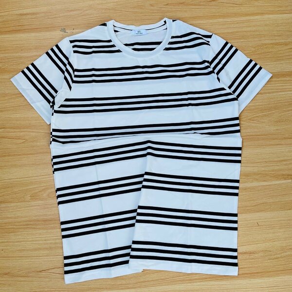 logo-embroidered striped cotton T-shirt