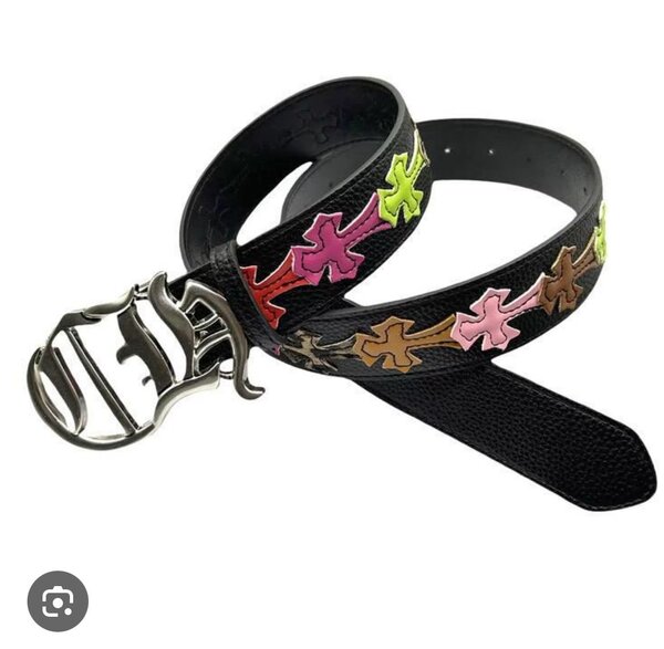 Ceinture en cuir à motifs colorés