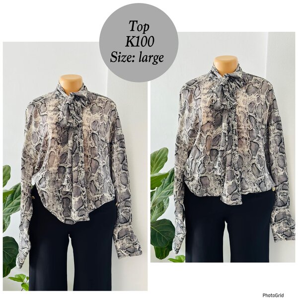 Women's shirt with a bow in a snake print in size L