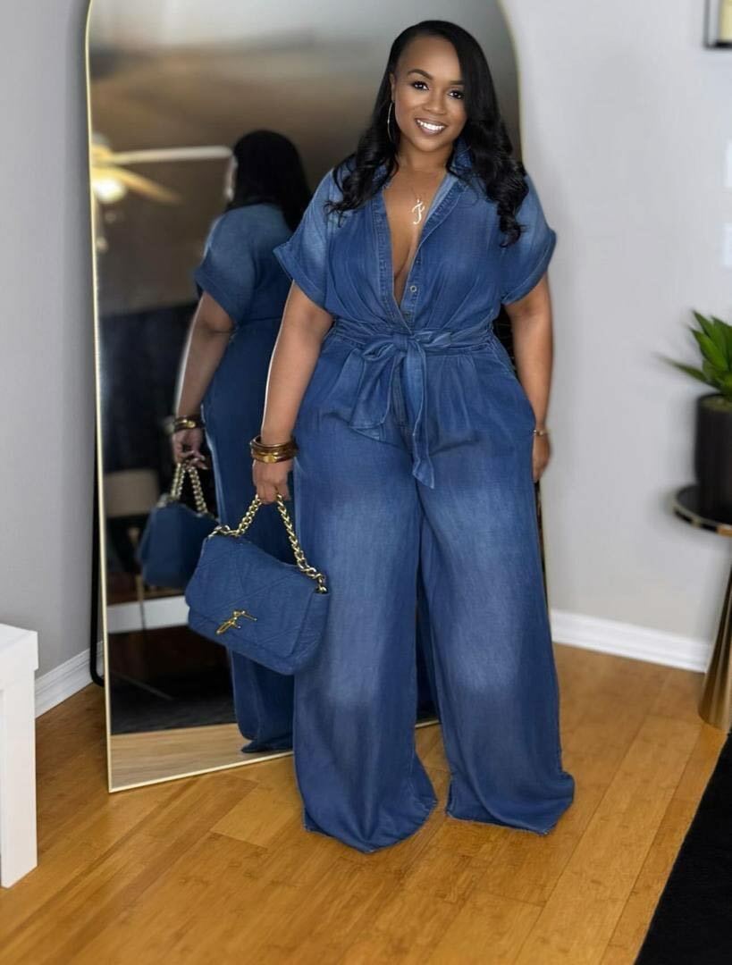 Combinaison en jean élégante femme