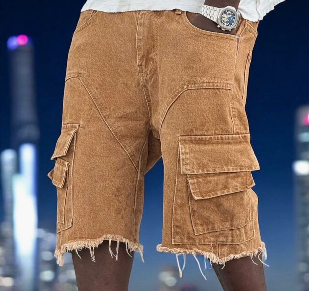 Shorts cargo en denim pour homme