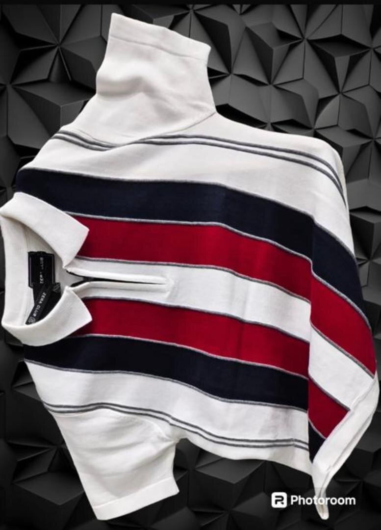 Poncho élégant à rayures