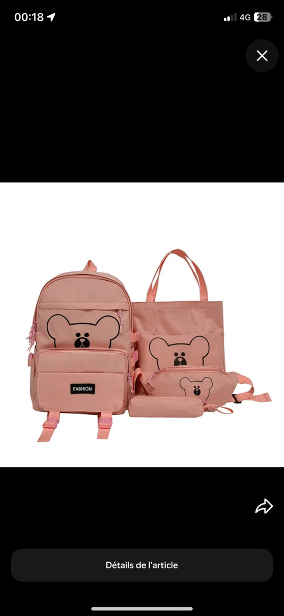 Ensemble Sacs Écolier Ours