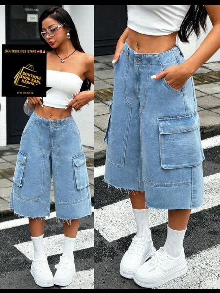 Shorts en jean cargo pour femme