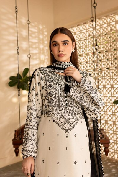 Cotton Embroidered 3pcs suit