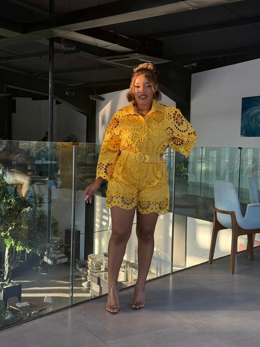 jacket and shorts yellow