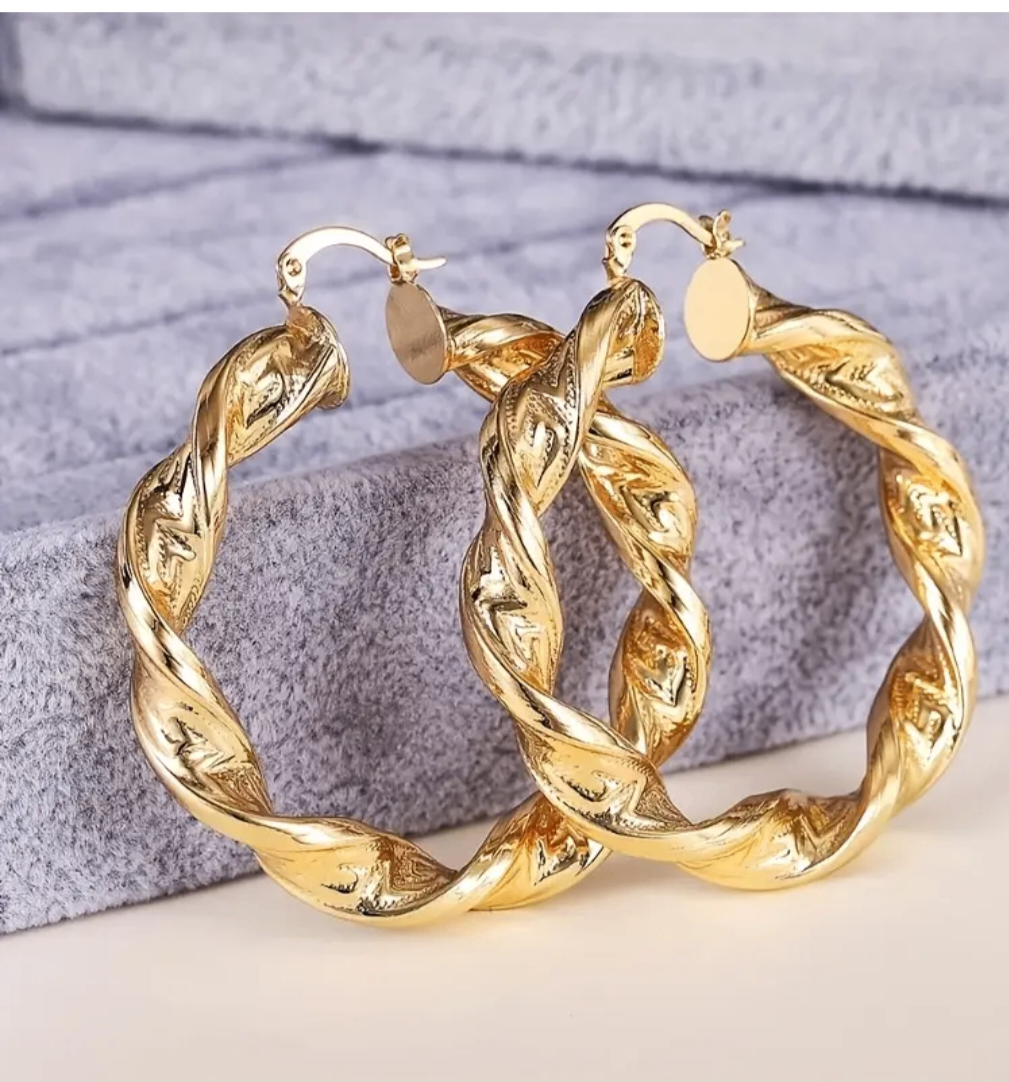 Boucles d'oreilles torsadées or