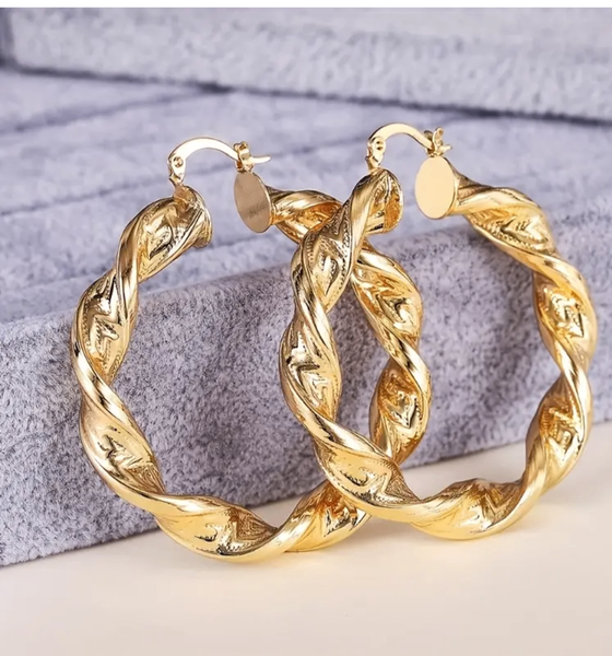 Boucles d'oreilles torsadées or