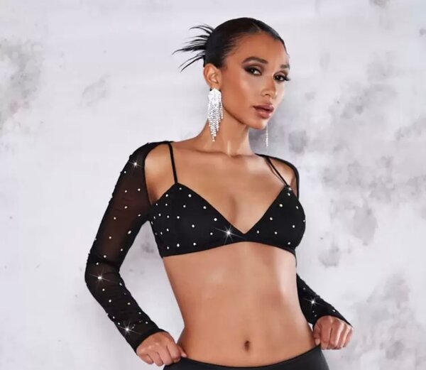 Top en maille à strass