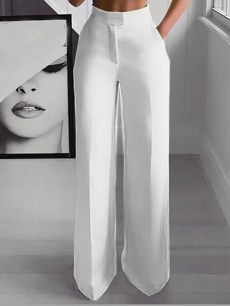 Elegant White Wide-Leg Pants