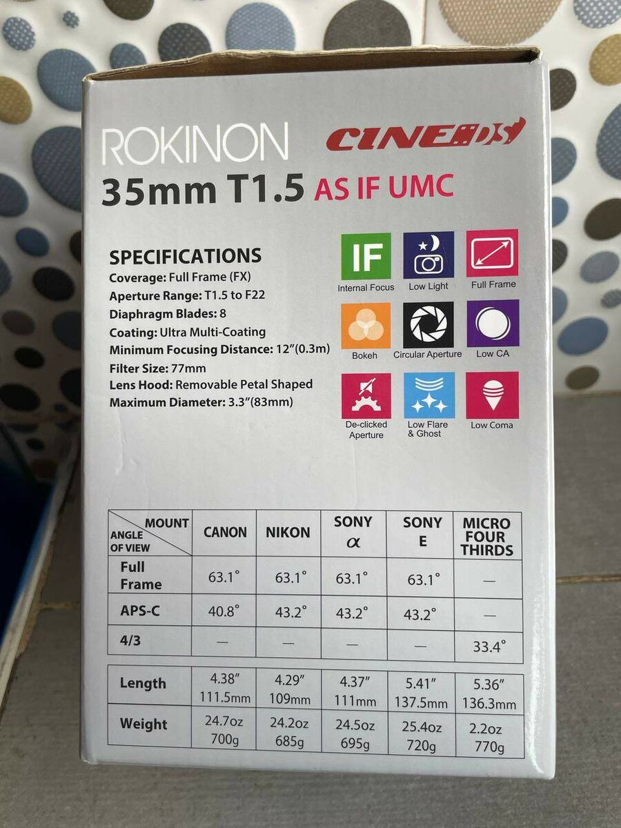 Rokinon 35mm T1.5 Cine DS Lens For Canon EF Mount