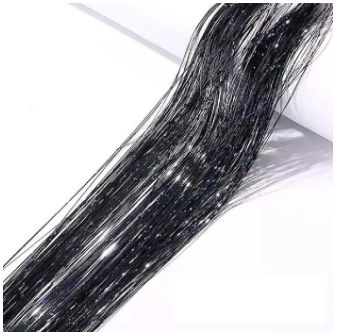 Clip In Hair Tinsel, Fairy Hair Tinsel Kit 48 CM Glitter Colorful Clip On Tinsel Hair Extensions for Girls Hair Accessories Part