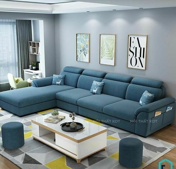 Canapé d'angle moderne bleu