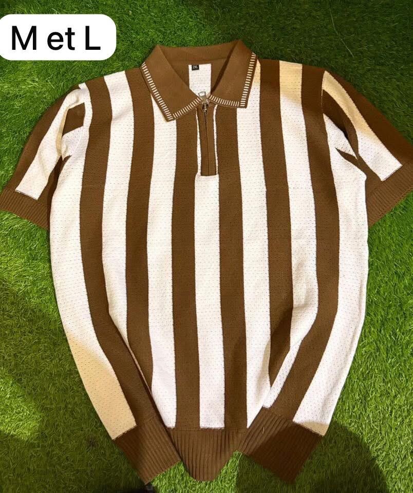 Polo en tricot rayé