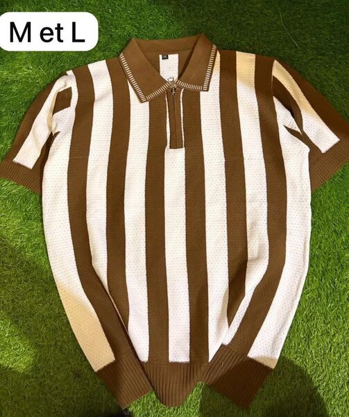 Polo en tricot rayé
