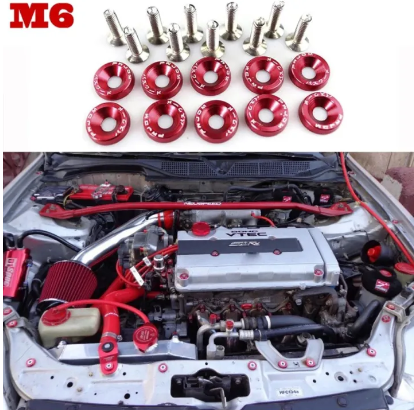 JDM Washers 10 Pcs Set In Red Color