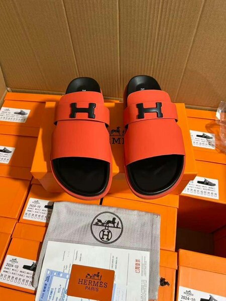 Sandales Hermes homme cuir rouge