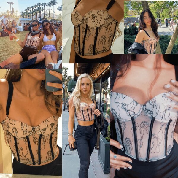 Corset brodé transparent chic