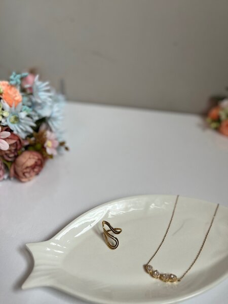 Necklace and statement ring