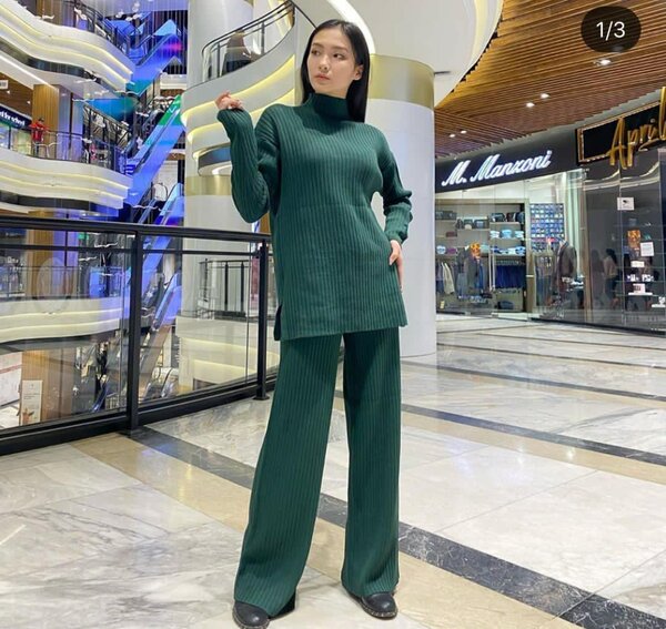 Трикотажная двойка брюки палаццо