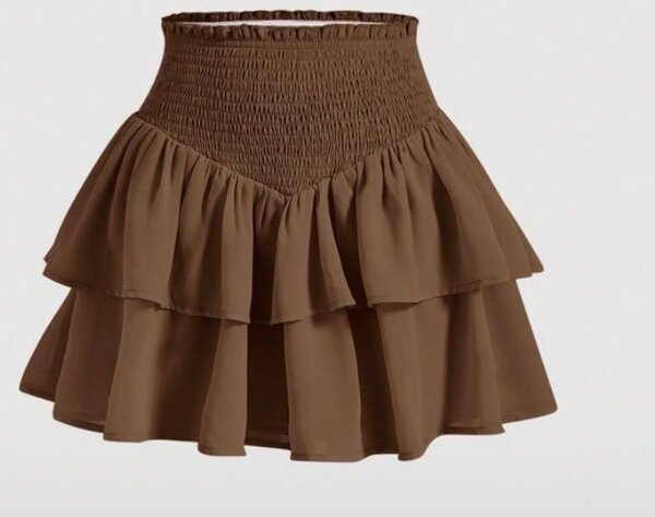 Jupe volants marron femme