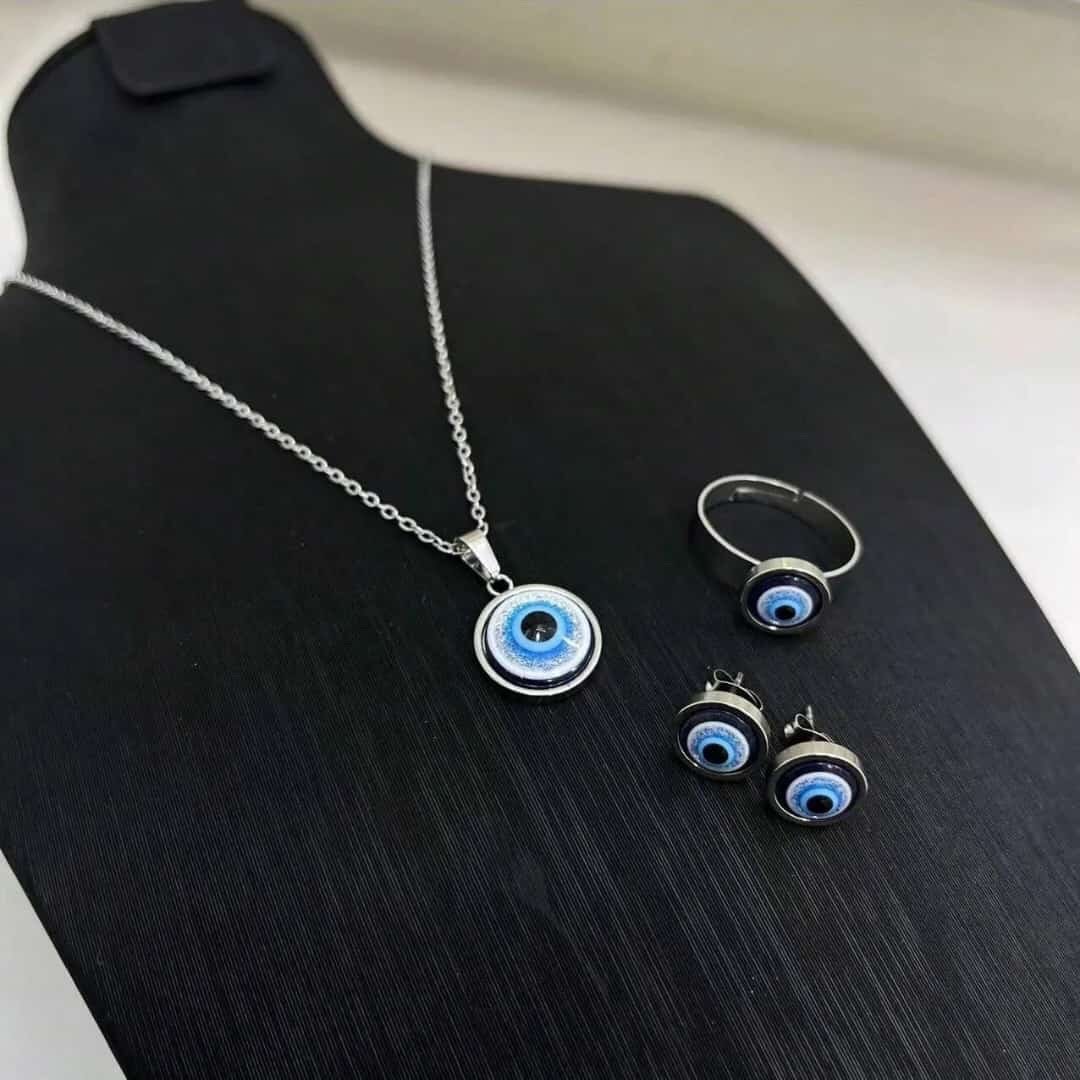 Nazar  necklace earrings and ring