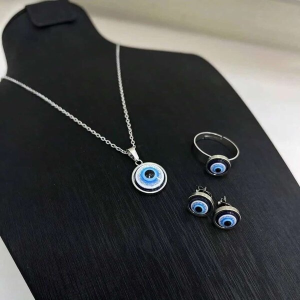 Nazar  necklace earrings and ring