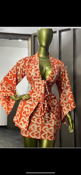 Ensemble kimono imprimé cœur