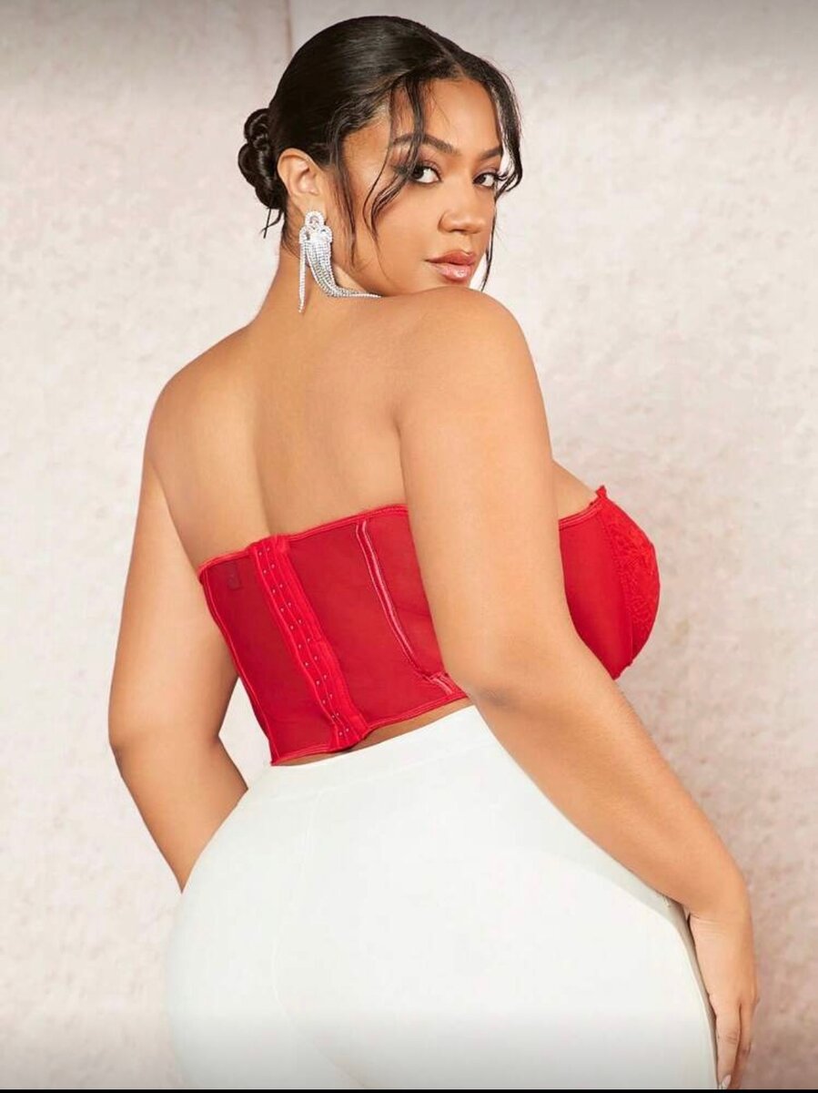 Corset bustier rouge dentelle